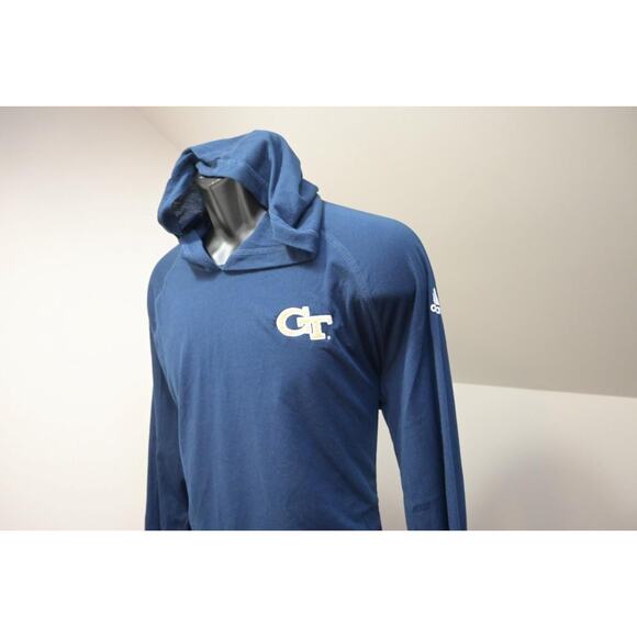 Adidas Hoodie ClimaLite Thin Georgia Tech Blue Athletic Sweater Mens Sz XL - Picture 1 of 10